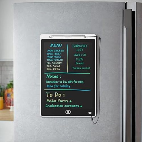 Magnetic Board for Fridge, 9.8”×6.7” Small LCD Writing Tablet Blackboard Grocery to Do List Magnet Pad Dry Erase White Black Whiteboard Adult Chore Chart Refrigerator Digital Notepad Message Center