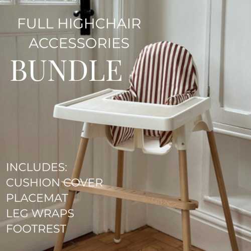 Full IKEA Accessories Highchair Set - Brown Striped