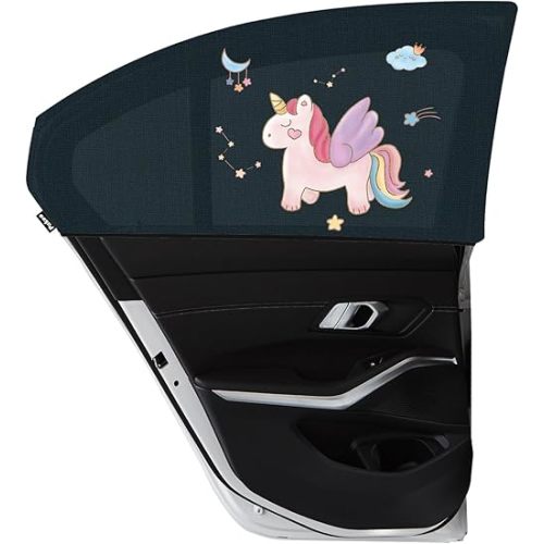 Car Window Shade for Baby, UV Protection Breathable Mesh Window Shades for Baby in Car, Universal Fit Stretchable Sun Shade for Keep Interior Cool for Toddler Kids Children (2 Pack)