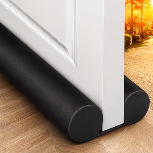 MAXTID Under Door Draft Stopper for Bottom of Doors 38" Black | Door Blocker Noise Reduce Light Cold Air Guard Breeze Sound Proof Door Sweep Door Seal Insulation Strip Gap Filler