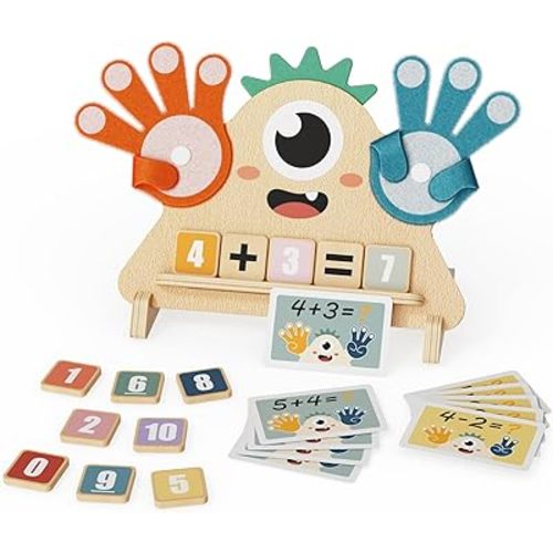 Montessori Toys for 3 4 5 Year Old, Preschool Learning Toys for Toddlers, Finger Math Number Counting Blocks for Kids, Educational Math Manipulatives for Boys Girls Birthday Gifts