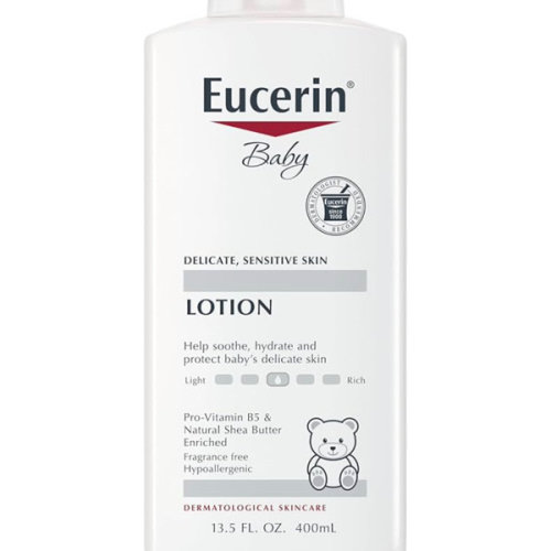 Eucerin Baby Body Lotion, Hypoallergenic and Fragrance Free Baby Lotion with Pro-Vitamin B5 and Shea Butter, 13.5 Fl Oz Bottle