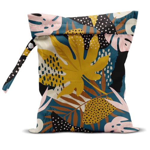 zcyxuuw Wet Bag, Wet Dry Bag, Wet Bag for Swimsuit, Travel, Beach, Pool, Diapers, Dirty Yoga Gym Clothes, Makeup Bag, Waterproof Tropical Palm Leaves Decor Jungle Palm Leaf Favors