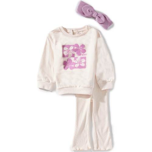 Roxy Baby Girls 2-Piece Crewneck Printed Sweatshirt and Pants Set With Matching Headband