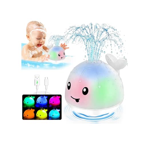Light Up Toddler Bath Toys - 1 2 3 Year Old Girl Boy gift - Birthday Gifts Water Table For Toddlers 1-3 - Whale Water Spray Toy - Toys For Ages 0-2 - Infant Bathtub Floating Pool Toy 6-12-18 Months