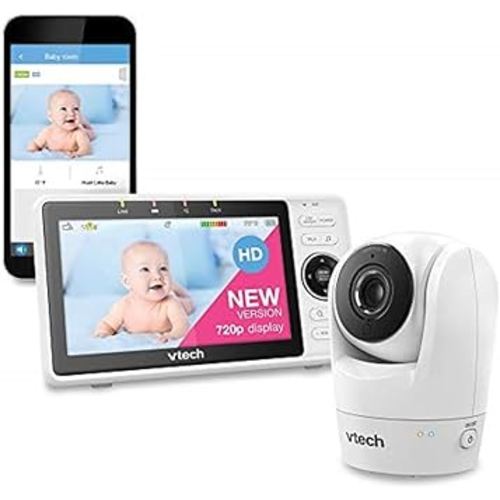 VTech Upgraded Smart WiFi Baby Monitor VM901, 5-inch 720p Display, 1080p Camera, HD NightVision, Fully Remote Pan Tilt Zoom, 2-Way Talk, Free Smart Phone App, Works with iOS, Android