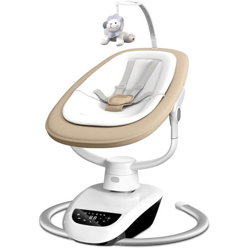 Angelbliss Baby Swing with Custom Motion, 3D-Motion Electric Swing with 6 Unique Motions & 4-Speeds, Bluetooth Enabled, 13 Preset Lullabies (Beige)