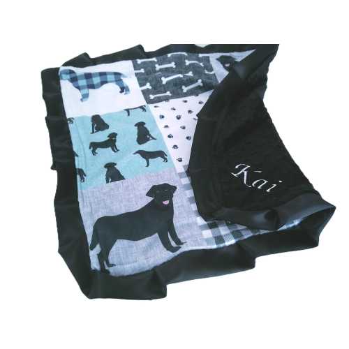 Baby Lovey, Black Lab  Personalized Labrador Security Blanket, Dog Blanket for Newborn
