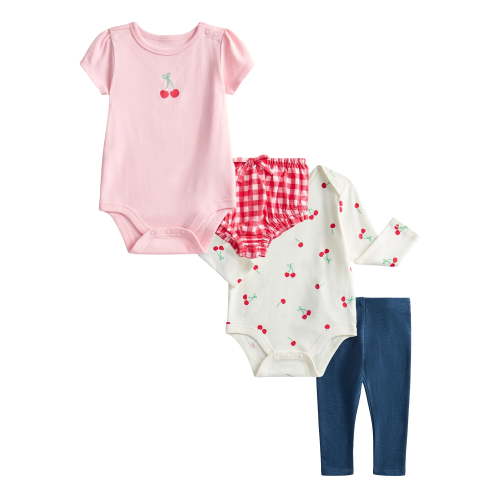 Wonder Nation Baby Girls Bodysuit and Leggings Outfit Set, 4-Piece, Sizes 0M-24M
