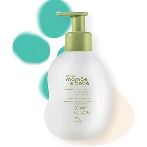 natura - Mamãe e Bebê Baby Conditioner - Untangle & Soften Baby Hair - 100% Vegan - Self-Preserving Formula - 97% Natural Origin - All Skin Types - Cruelty Free - Baby Essentials - 6.7 fl oz (200ml)
