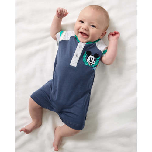 Disney Mickey Mouse Sports Club Henley Shorty Romper | Little Sleepies