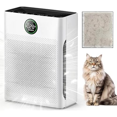 Air Purifiers for Home Large Room up to 2200sq.ft, MOOKA Air purifier for Home Pets with Washable Filter, PM 2.5 Display Air Quality Sensor Air Cleaner for Bedroom, Dorm room, Pets, Office PR1 (White)