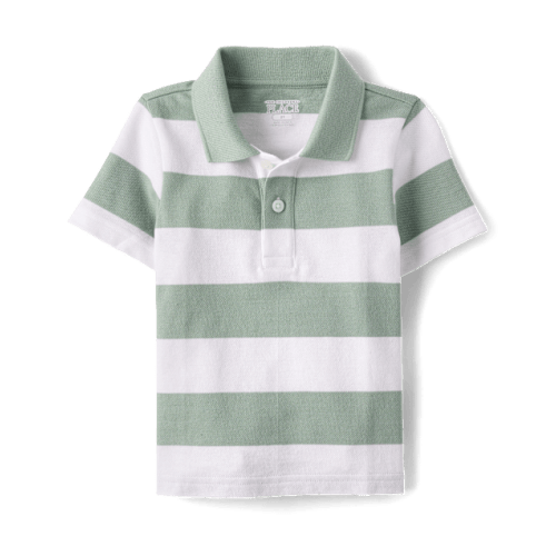 Baby And Toddler Boys Striped Soft Pique Polo - Green