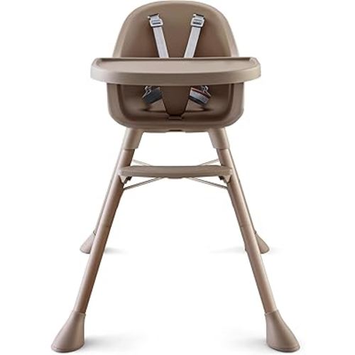 HARPPA 2 in 1 Baby High Chair for Babies and Toddlers, Convertible High Chairs with Removable Double Tray, Waterproof PU Seat Cushion, Anti-Slip Footrest and 5-Point Harness for 6–36 Months, Beige
