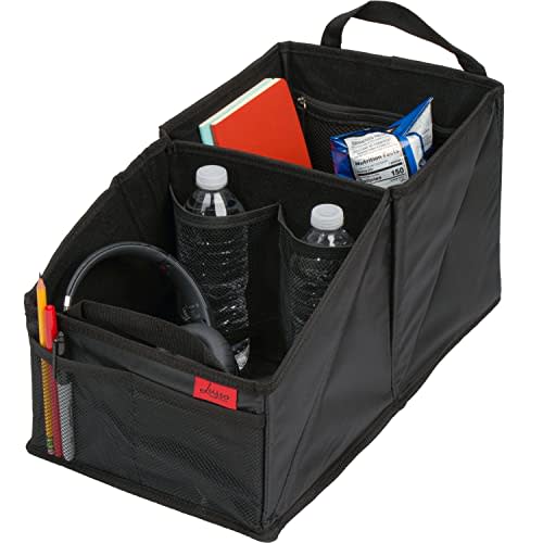 Lusso Gear Car Seat Organizer with Cup Holders for Front, Back, Passenger Seats, Truck and Van, 9 Auto Storage Compartments for Travel Organization of Trunk, Seats, Mobile Office (Black)