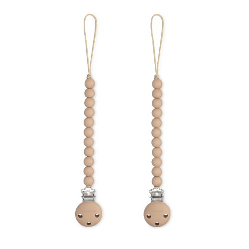 Pacifier Clips in Beige, 2 Pack