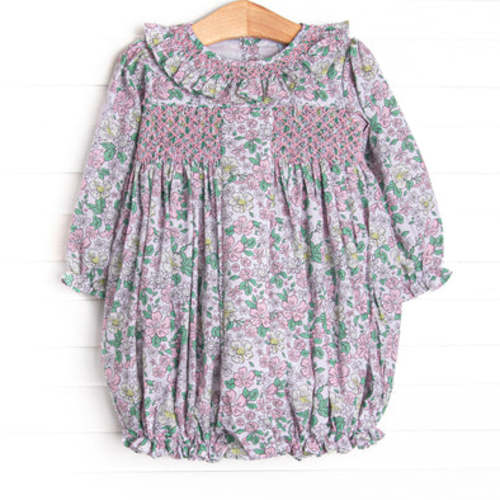 Secret Garden Smocked Bubble, Pink – Stitchy Fish