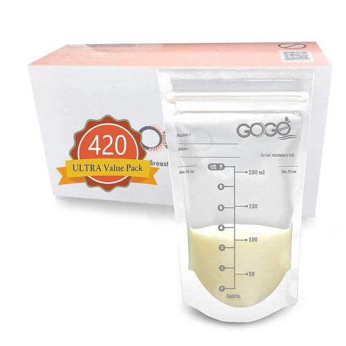 420 CT ULTRA Value Pack Breastfeeding Breastmilk Storage Bags - 7 OZ, EACH PRE-STERILIZED By Gamma Ray, BPA Free, Leak Proof Storing Double Zipper Seal, Self Standing, for Refrigeration and Freezing