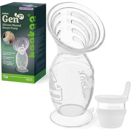 haakaa Gen.2 Plus Upgraded Manual Breast Pump, 5oz/150ml Multi-Ring ComfortCARE Sensitive Silicone Breast Pump with Spill-Guard Insert Set, Patent-Pending Design for Breastfeeding Moms