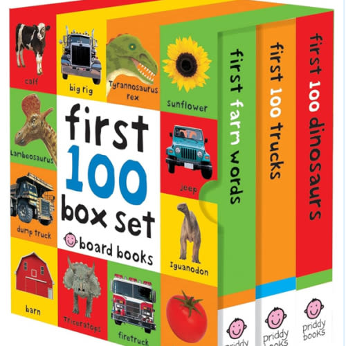 First 100 Board Book Box Set (3 books): Dinosaurs, Trucks, Words