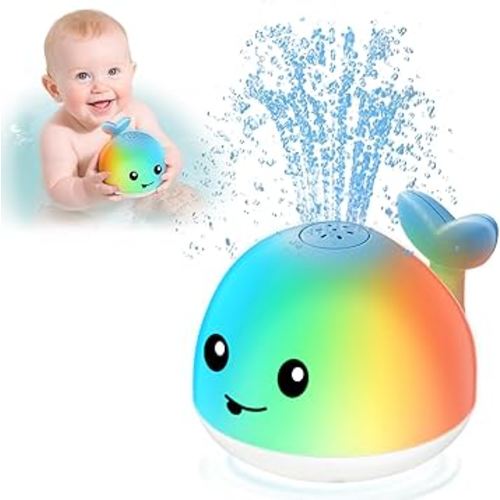 Baby Bath Toys, Light Up Whale Bath Toy Sprinkler for Babies 6-12-18 Months, Bath Toys for Kids 1-3, Toddler Fountain Bathtub Toys, Valentines 1 2 3 Year Old Boys Girls Birthday Gifts