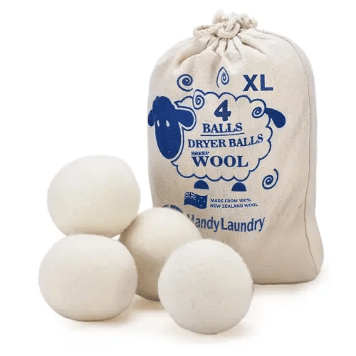 Handy Laundry Wool Dryer Balls - Natural Fabric Softener, Reusable, Reduces Clothing Wrinkles and Saves Drying Time, Better Alternative to Plastic Balls and Liquid Softener (Pack of 4)