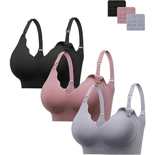 HBselect 3Pack Nursing Bras for Breastfeeding Seamless Scalloped Maternity Bras for Pregnancy Ultra Comfort Sleep Bras