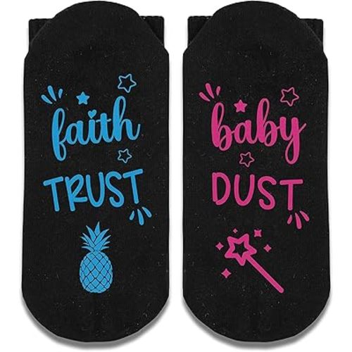 Faith Trust Baby Dust Socks, IVF Gifts, IVF Transfer Day Gift, Funny Socks, Crazy Socks, Novelty Gifts, Casual Cotton Crew Socks Gift. (045)
