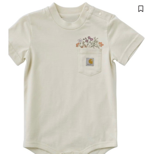Carhartt Infant Girls' Flower Pocket Short Sleeve Onesie
