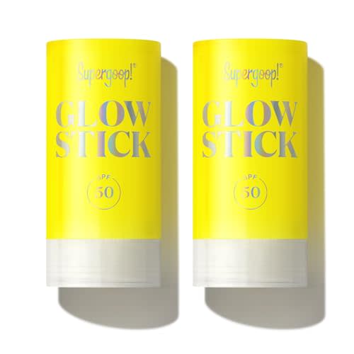 Supergoop! Glow Stick - 0.7 oz, Pack of 2 - SPF 50 PA++++ Dry Oil Sunscreen Stick for Face & Body - Hydrates for a Healthy Glow - Mess Free, Travel Friendly