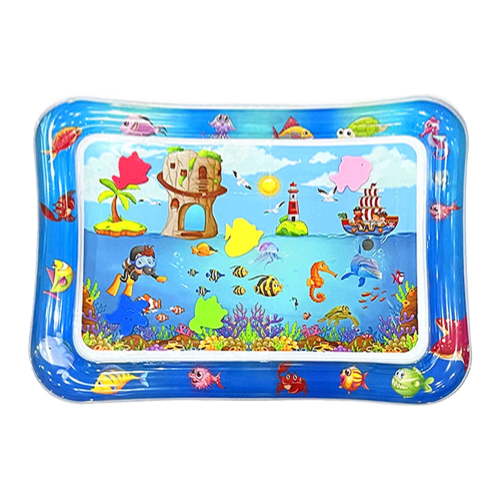 Thickened Water Sensory Playmat 26x18.5in Interactive Pad for Cats Kids Fish Print Durable Leakproof Cool Sensory Experience for Pet Play Toddler Activity