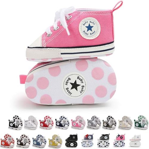KIDSUN Tutoo Unisex Baby Boys Girls High Top Sneaker Soft Anti-Slip Sole Newborn Infant First Walkers Canvas Denim Shoes