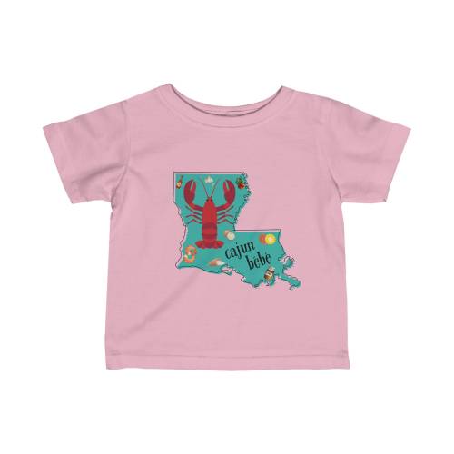 Louisiana Infant Fine Jersey Tee, Infant Graphic Louisiana tee, Infant Cajun Baby T-shirt, Cajun Bebe T-shirt