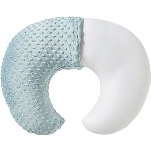 Nursing Pillow and Positioner, Breastfeeding, Bottle Feeding, Baby Sitting Support with Removable Ultra Soft Cover, Tummy Time Support for Baby Boys and Girls (Cloud Blue)