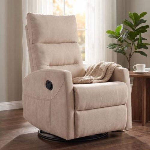 Upholstered Glider Recliner Rocking Chair with 360° Swivel for the Nursery and Living Room