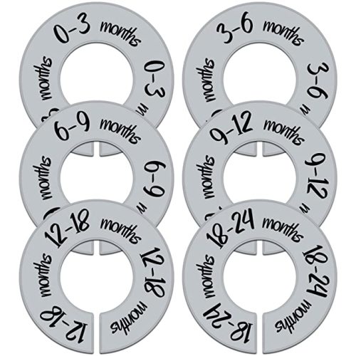 Pro Goleem Baby Closet Dividers Gray Baby Closet Organizer for Nursery Baby Clothes Size Age Dividers Fits 1.5" Rod 6 PCS