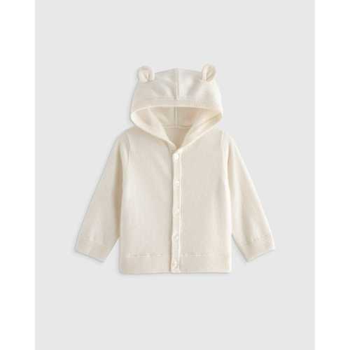 Washable Cashmere Hooded Cardigan in Ivory