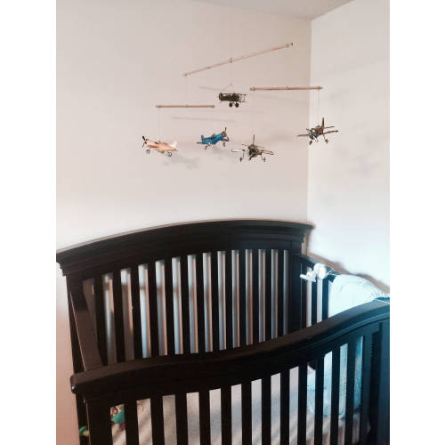 Airplane Nursery Mobile w/ Antique Metal Airplanes