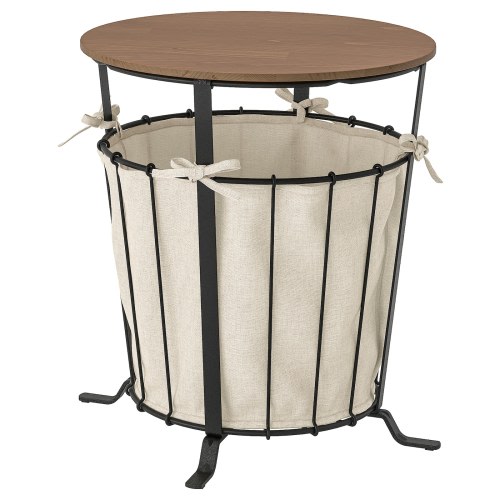 ÄNGESBYN Storage table - black/pine light brown stained 16 7/8 "