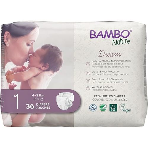 Bambo Nature Premium Baby Diapers (SIZES 0 TO 6 AVAILABLE), Size 1, 36 Count