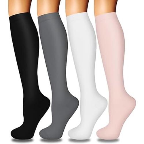 Iseasoo 4 Pairs Compression Socks for Women Circulation-Best Support for Nurses,Running,Athletic,Travel