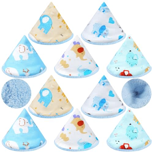 Timgle 10 Pcs Coral Velvet Pee Covers Baby Boy, Strong Water Absorption Pee Shield for Baby Boy, Reusable Diaper Changing Accessory for Boys Newborn Gift(Elephants)