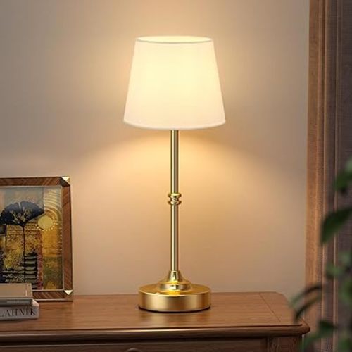 Kakanuo Rechargeable Cordless Table Lamp Gold - 1 Pack Brass 4000mAh Battery Operated Lamp, 3000K Warm Light, Touch Control Stepless Dimming, for Bedside, Dining Table, Home Decor