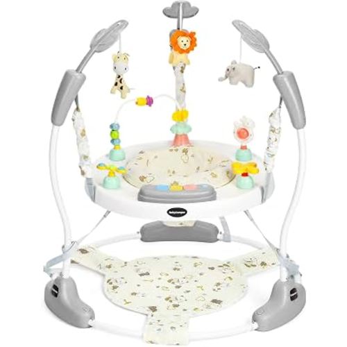 Kinder King Baby Activity Center, Music & Lights, Adjustable Heights, Grey | Baby Jumper with 360° Rotating Seat, Infant Play Table w/Detachable Interactive Toys, Gift, Ages 6 Months +