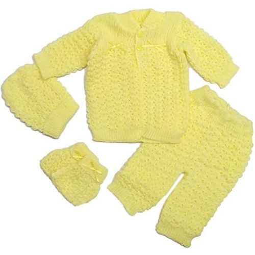 Abelito Fashion Cute Newborn Baby Boy's Girl's Unisex Warm Winter 4 Pieces Crochet Set