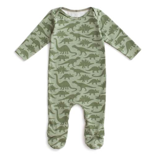 Footed Romper - Dinosaurs Sage