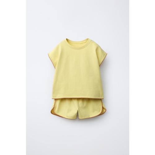 CONTRAST T-SHIRT AND BERMUDA SET - Light yellow | ZARA United States