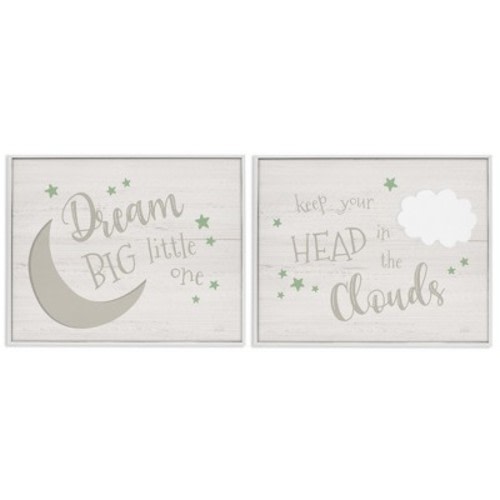 Stupell Industries Nursery Dreams Quotes 2pc Framed Giclee Art Set, White, 14" x 11"