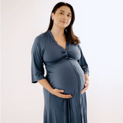 Lila Labor & Postpartum Gown in Midnight Blue