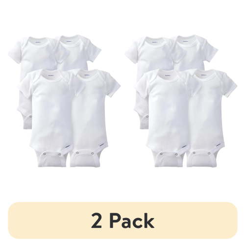 (2 pack) Gerber Baby Boys & Girls Short Sleeve Bodysuit, 4 Pack & 8 Pack, Preemie-24 Months